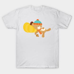 Autumn Bear, Cute Bear, Sleeping Bear, Pumpkin T-Shirt